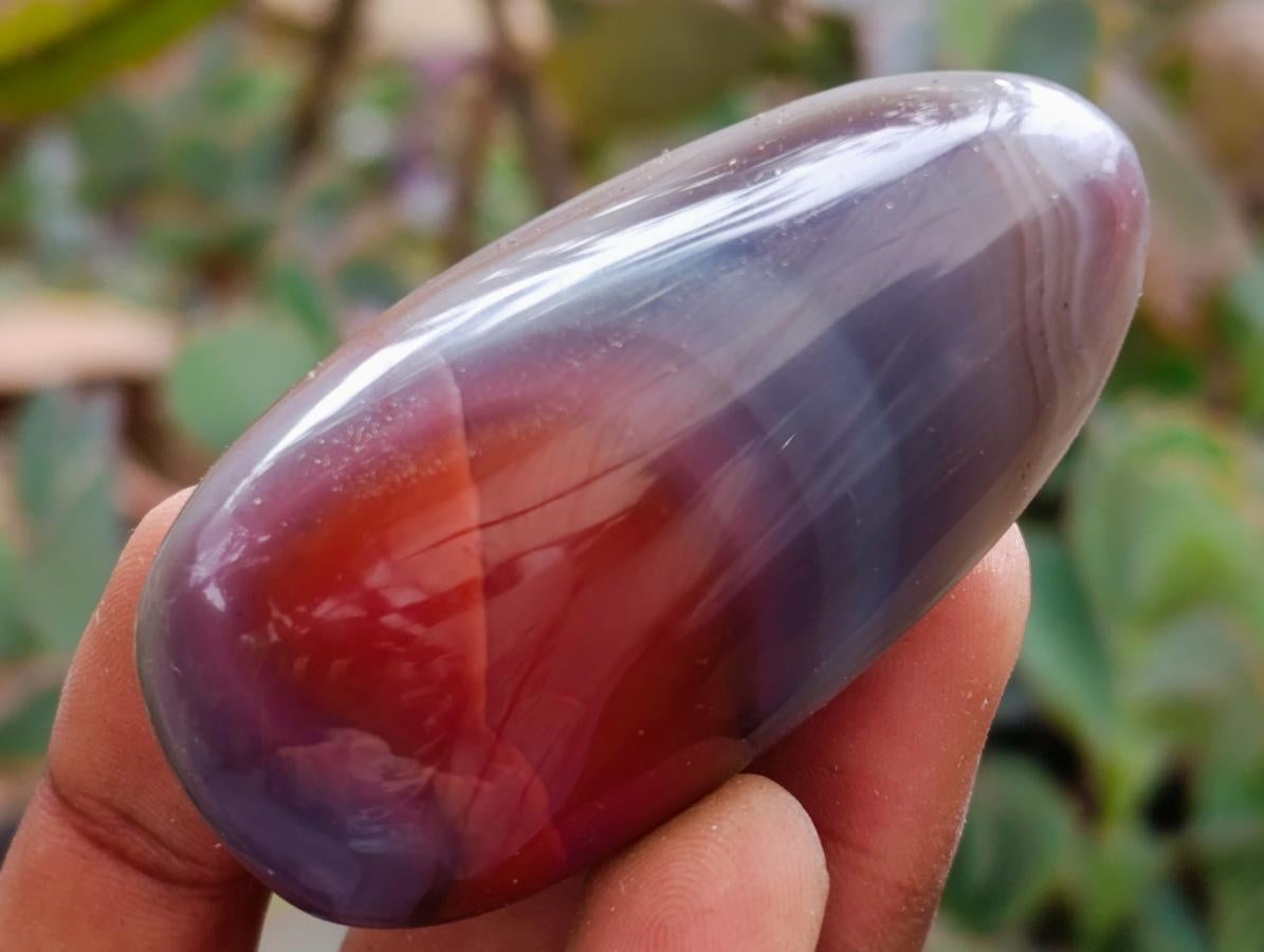 Polished Red Shashe River Agate Galets x 13 From Shashe River, Zimbabwe