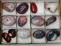 Polished Red Shashe River Agate Galets x 13 From Shashe River, Zimbabwe