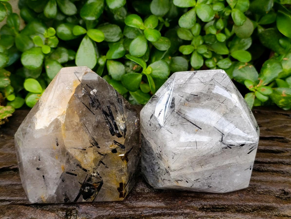 Polished Quartz Crystals With Tourmalinated Inclusions x 2 From Madagascar