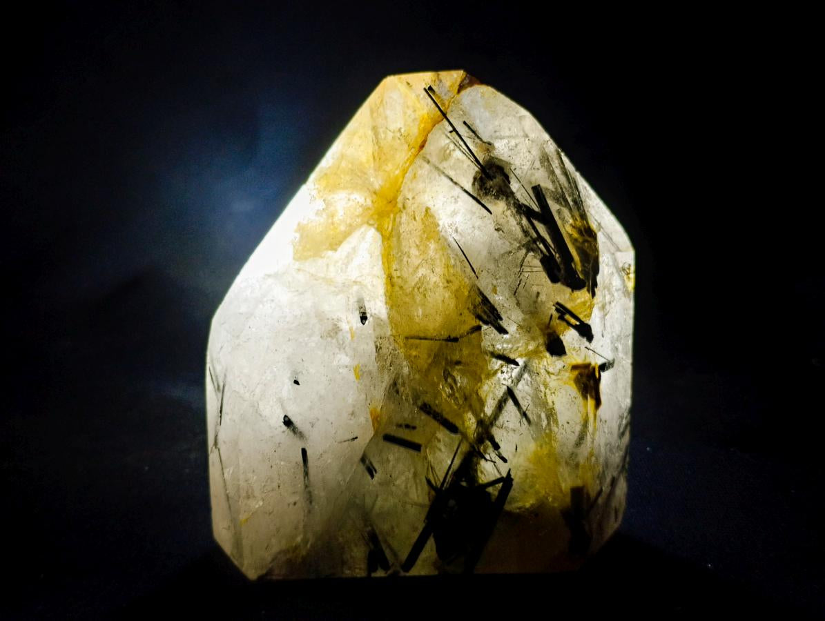 Polished Quartz Crystals With Tourmalinated Inclusions x 2 From Madagascar