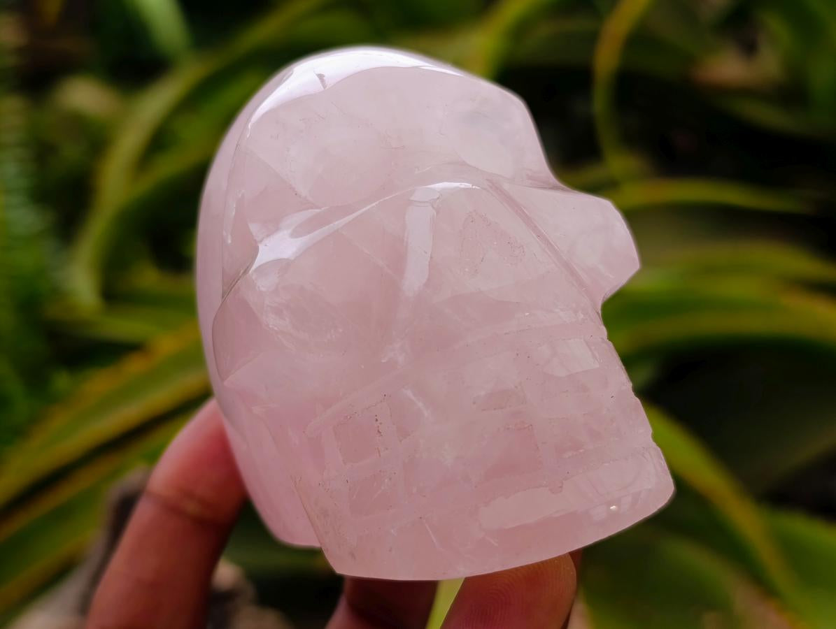 Hand Made Gemmy Rose Quartz Skulls x 4 From Madagascar