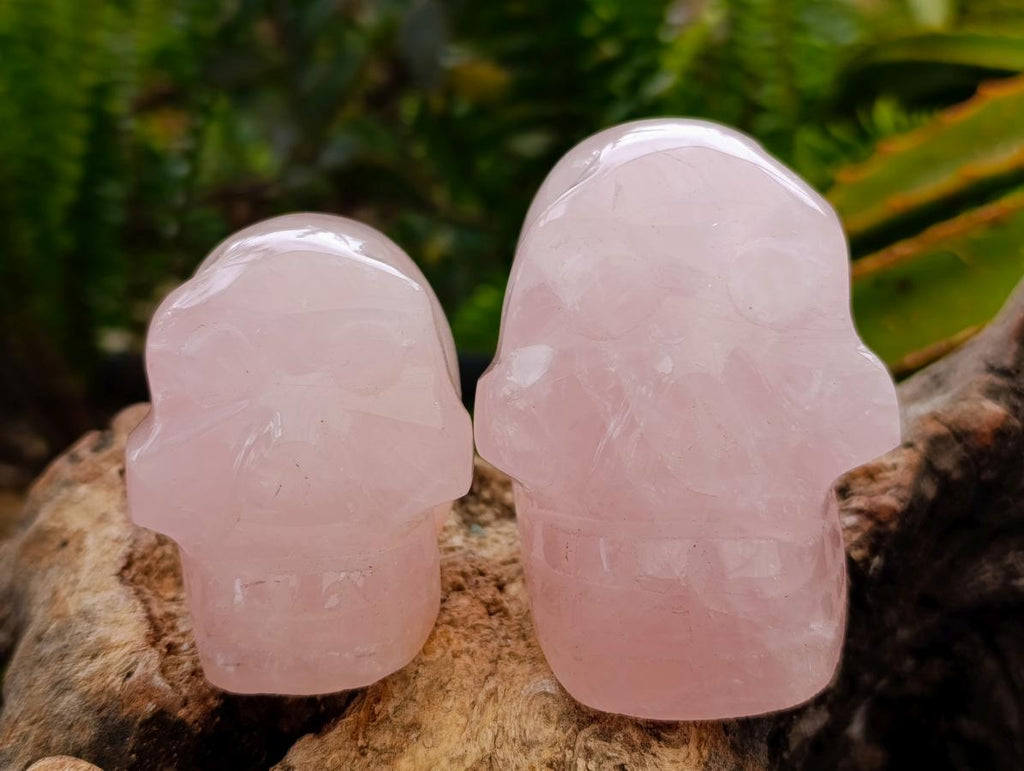 Hand Made Gemmy Rose Quartz Skulls x 4 From Madagascar
