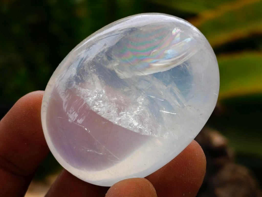 Polished Girasol Pearl Quartz Palm Stones x 20 From Ambatondrazaka, Madagascar - Toprock Gemstones and Minerals 