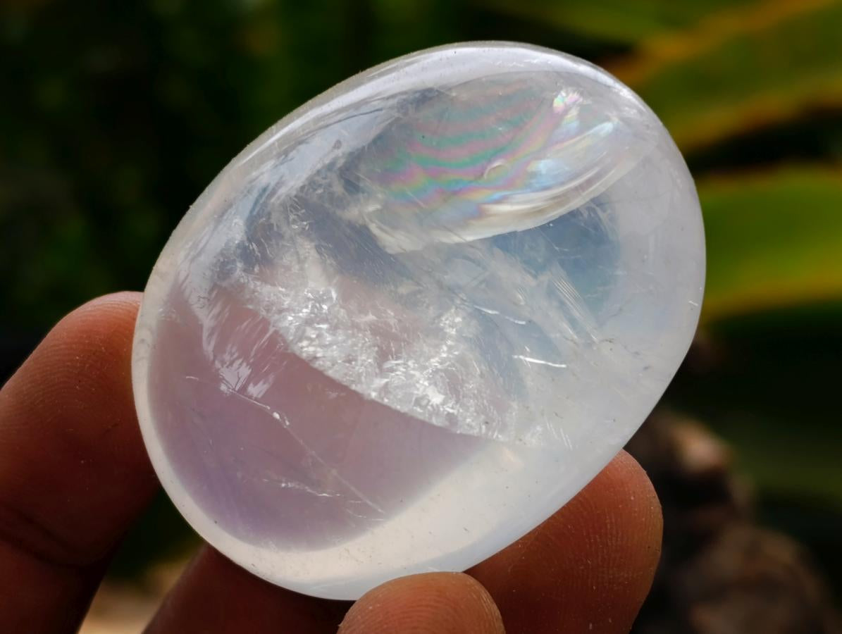 Polished Girasol Pearl Quartz Palm Stones x 20 From Ambatondrazaka, Madagascar