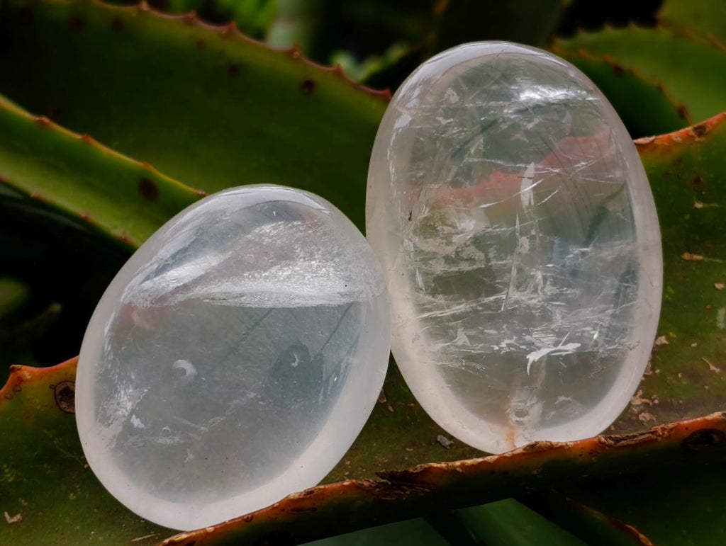 Polished Girasol Pearl Quartz Palm Stones x 20 From Ambatondrazaka, Madagascar - Toprock Gemstones and Minerals 