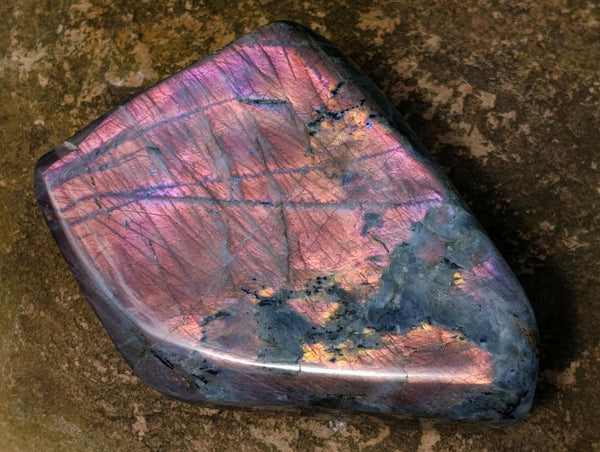 Polished Sunset Labradorite Standing Free Forms x 3 From Madagascar