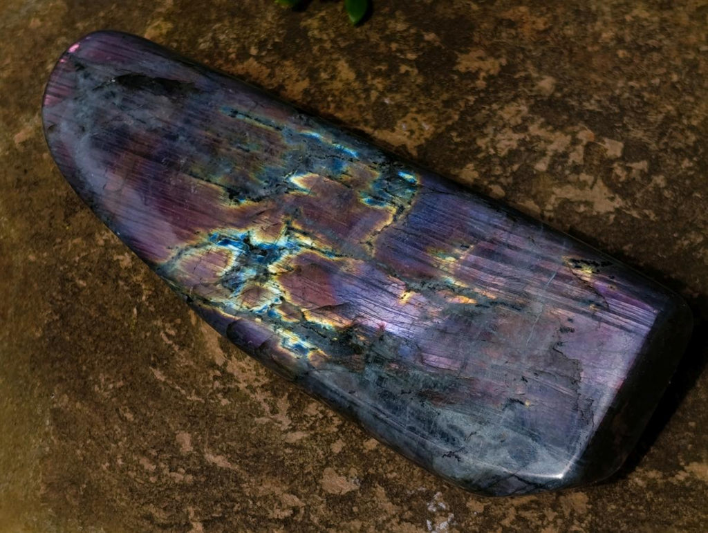 Polished Sunset Labradorite Standing Free Forms x 3 From Madagascar