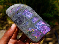 Polished Sunset Labradorite Standing Free Forms x 3 From Madagascar