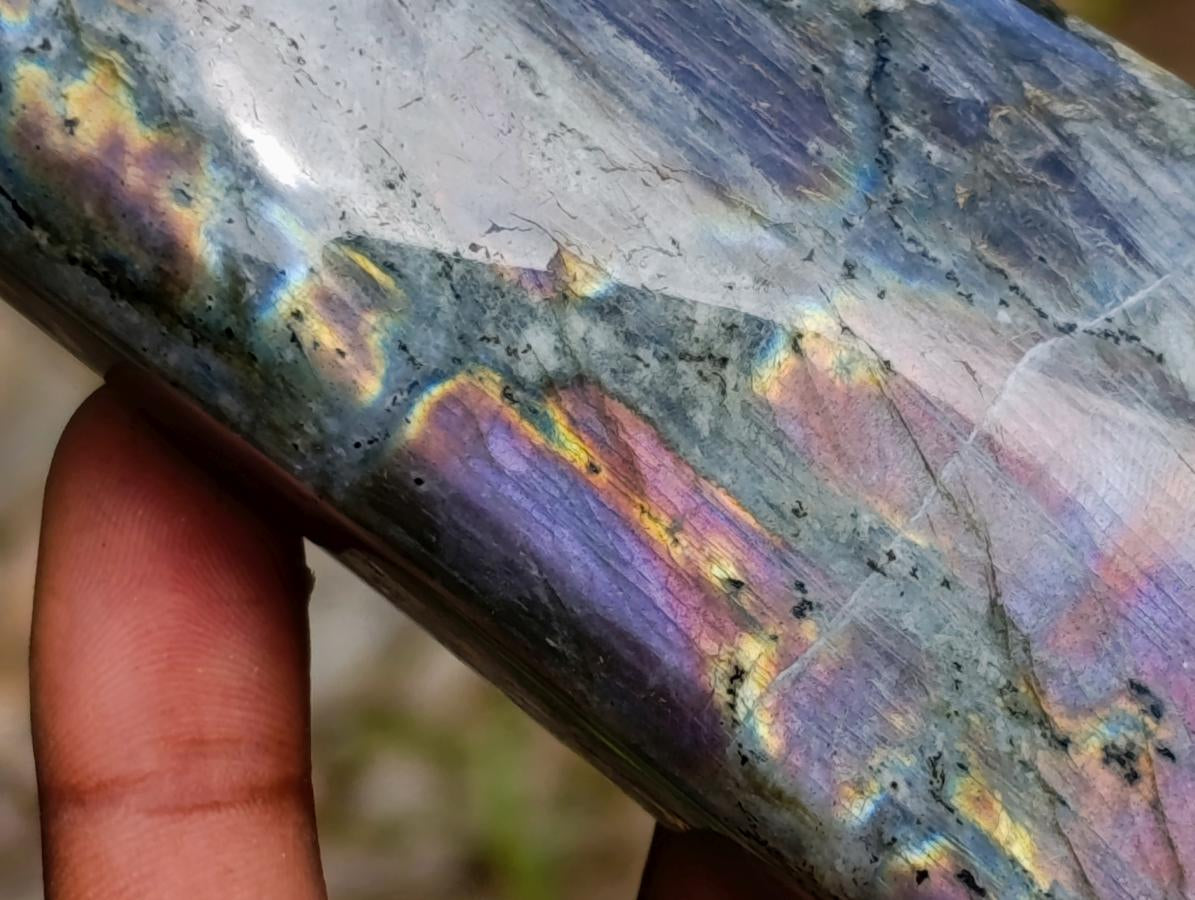 Polished Sunset Labradorite Standing Free Forms x 3 From Madagascar