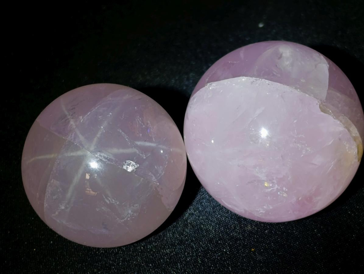 Polished Gemmy Star Rose Quartz Spheres x 6 From Madagascar