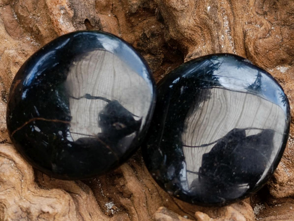 Polished Black Tourmaline Galets x 35 From Madagascar
