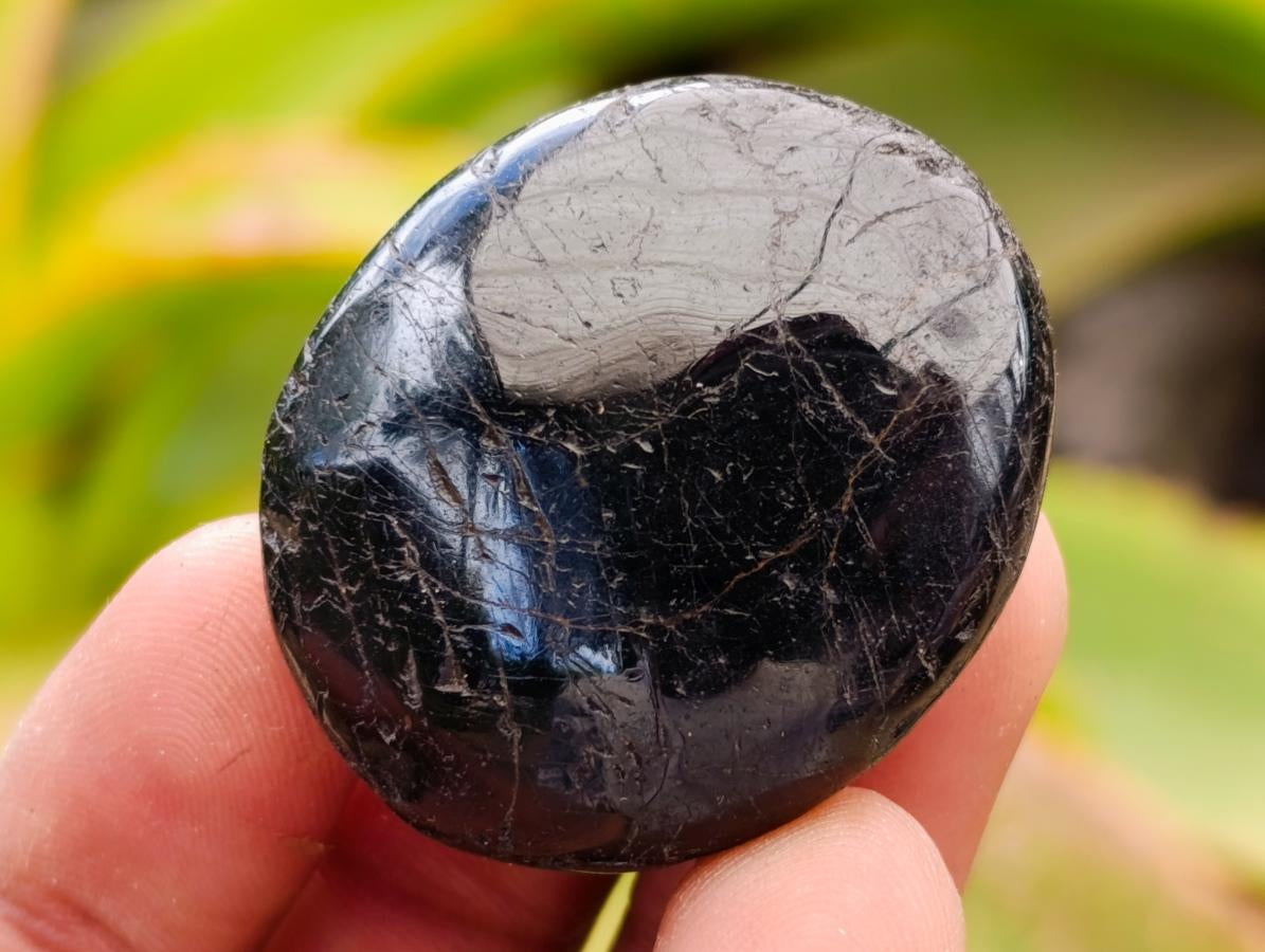 Polished Black Tourmaline Galets x 35 From Madagascar