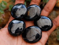 Polished Black Tourmaline Galets x 35 From Madagascar