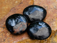 Polished Black Tourmaline Galets x 35 From Madagascar