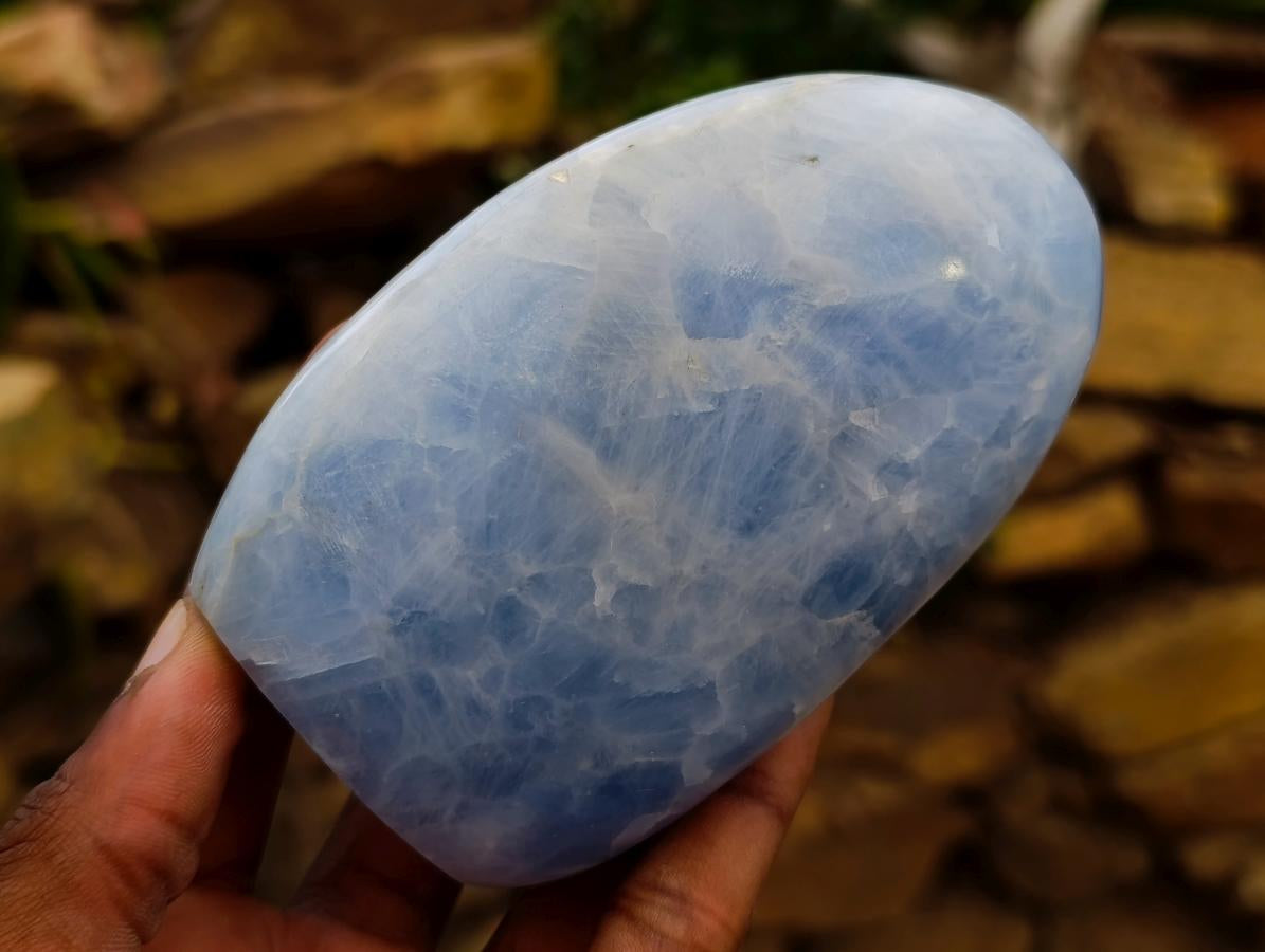 Polished Blue Calcite Standing Free Forms x 6 From Madagascar
