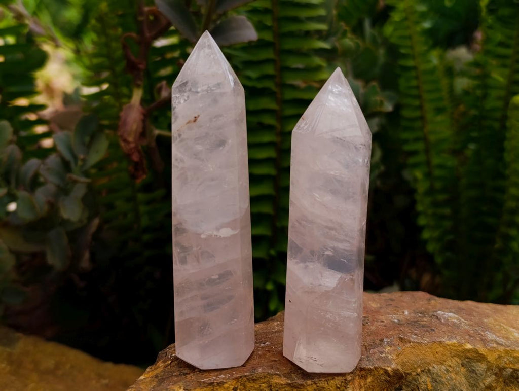 Polished Gemmy Rose Quartz Crystals x 12 From Madagascar