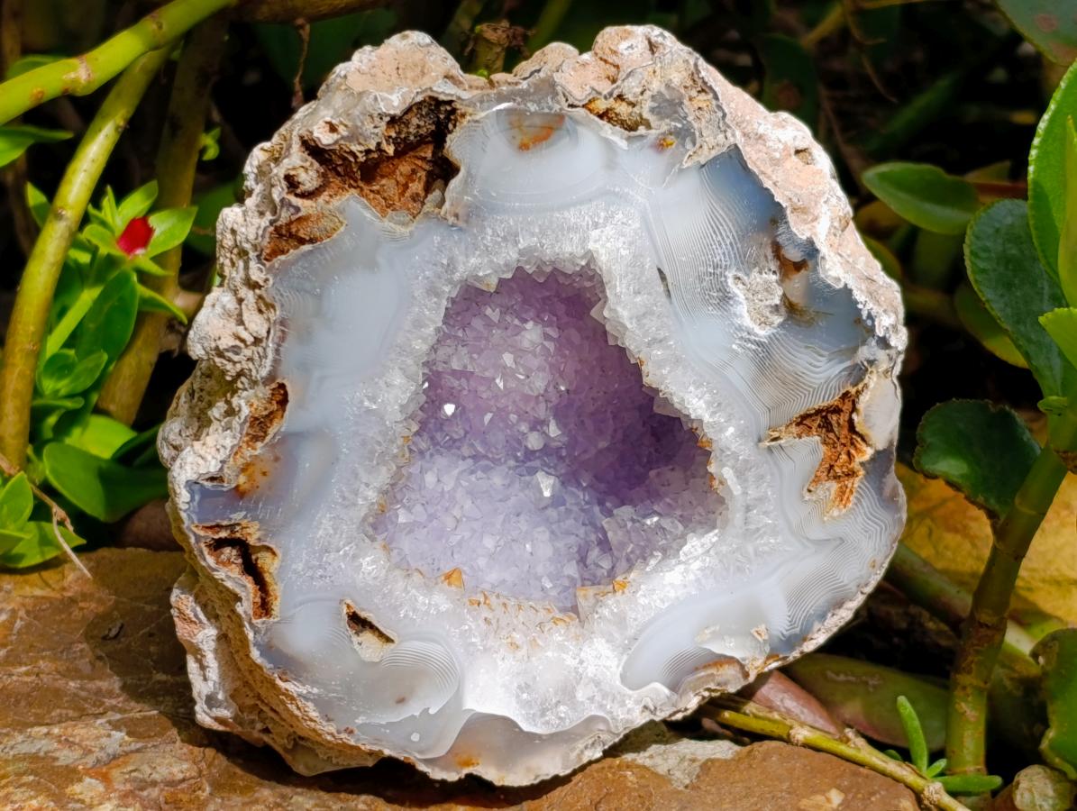 Polished Agate Amethyst Geodes x 3 From Maintirano, Madagascar