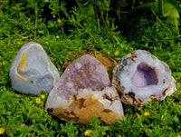 Polished Agate Amethyst Geodes x 3 From Maintirano, Madagascar