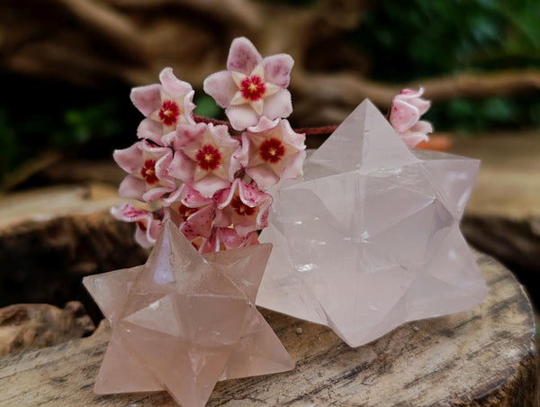 Hand Made Gemmy Rose Quartz Merkabahs x 4 From Madagascar