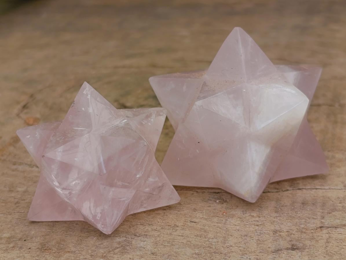 Hand Made Gemmy Rose Quartz Merkabahs x 4 From Madagascar