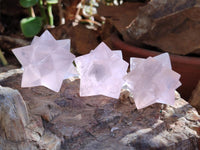 Hand Made Gemmy Rose Quartz Merkabahs x 4 From Madagascar