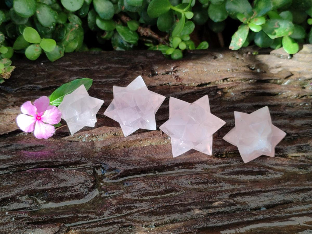 Hand Made Gemmy Rose Quartz Merkabahs x 4 From Madagascar