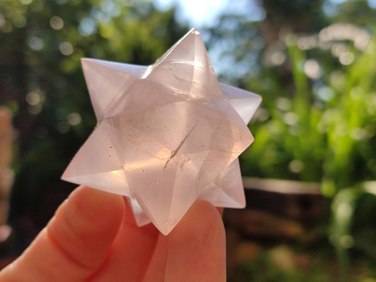 Hand Made Gemmy Rose Quartz Merkabahs x 4 From Madagascar