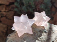 Hand Made Gemmy Rose Quartz Merkabahs x 4 From Madagascar