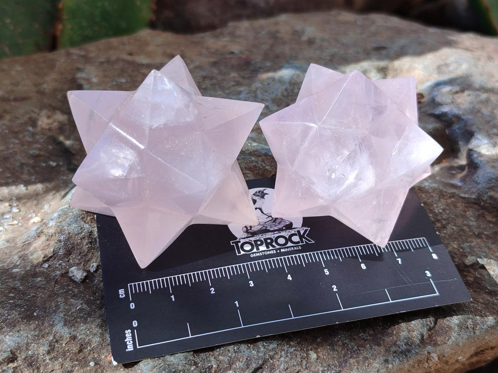 Hand Made Gemmy Rose Quartz Merkabahs x 4 From Madagascar