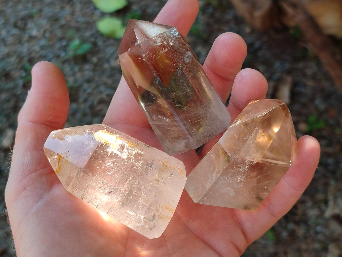 Polished Phantom Smokey Quartz Crystals x 6 From Madagascar