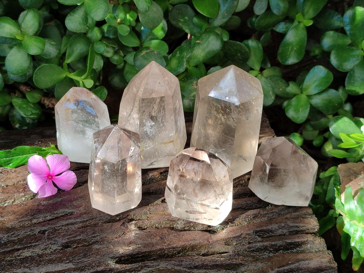 Polished Phantom Smokey Quartz Crystals x 6 From Madagascar