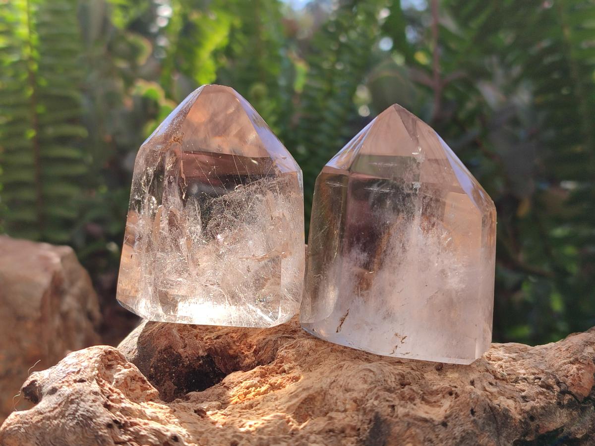 Polished Phantom Smokey Quartz Crystals x 6 From Madagascar