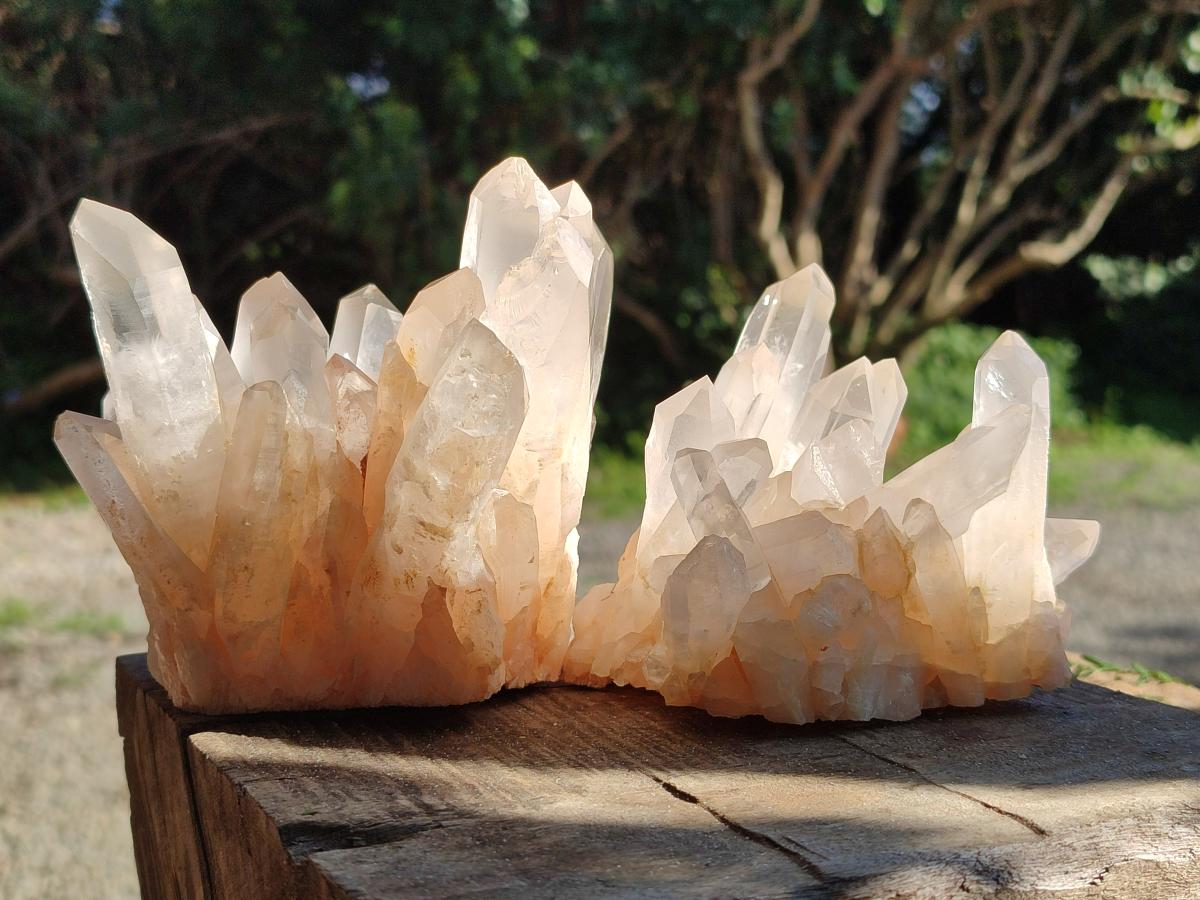 Natural Clear Quartz Clusters x 2 From Madagascar
