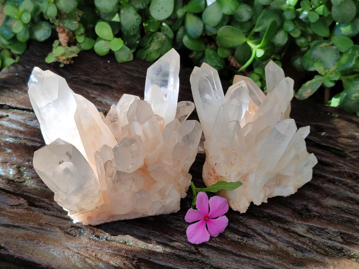 Natural Clear Quartz Clusters x 2 From Madagascar