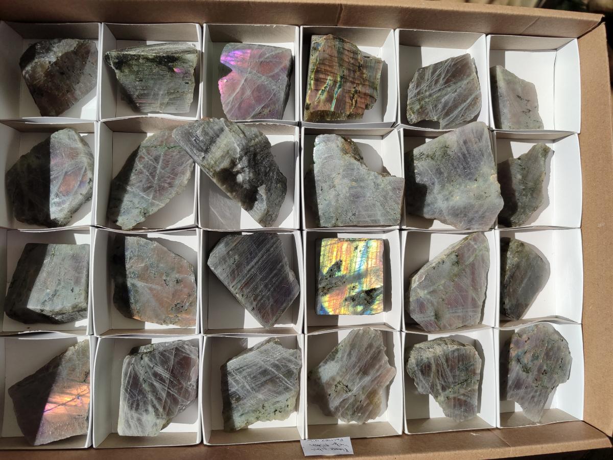 Polished One Side Labradorite Display Piece x 24 From Madagascar