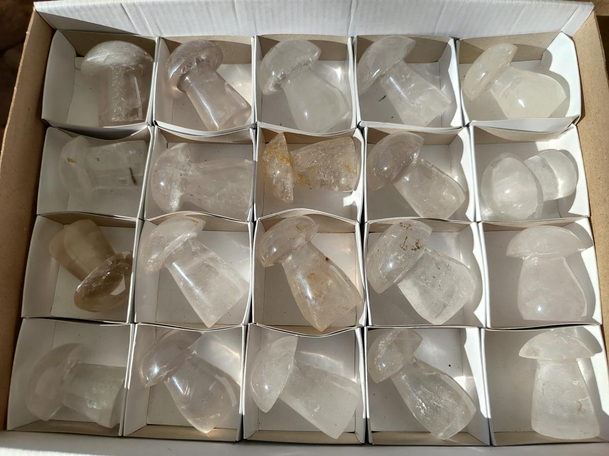 Polished Clear Quartz Mushrooms x 20 From Madagascar