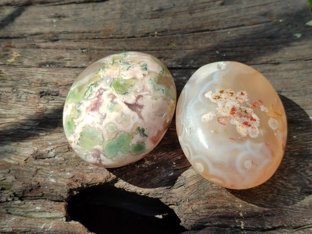 Polished Flower Agate Palm Stones x 12 From Antsahalova, Madagascar