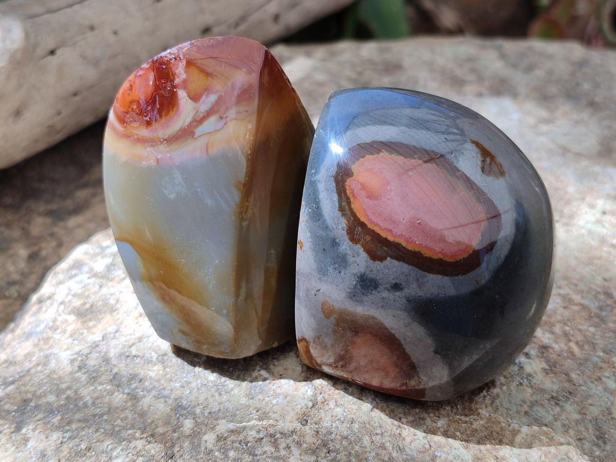 Polished Groovy Polychrome Jasper Flames x 6 From NW Coast, Madagascar