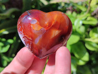 Polished Carnelian Agate Gemstone Hearts x 12 From Madagascar