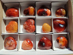 Polished Carnelian Agate Gemstone Hearts x 12 From Madagascar