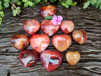 Polished Carnelian Agate Gemstone Hearts x 12 From Madagascar