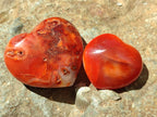 Polished Carnelian Agate Gemstone Hearts x 12 From Madagascar