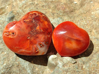 Polished Carnelian Agate Gemstone Hearts x 12 From Madagascar