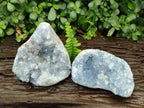 Natural Blue Celestite Geode Specimens x 2 From Sakoany, Madagascar