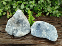 Natural Blue Celestite Geode Specimens x 2 From Sakoany, Madagascar