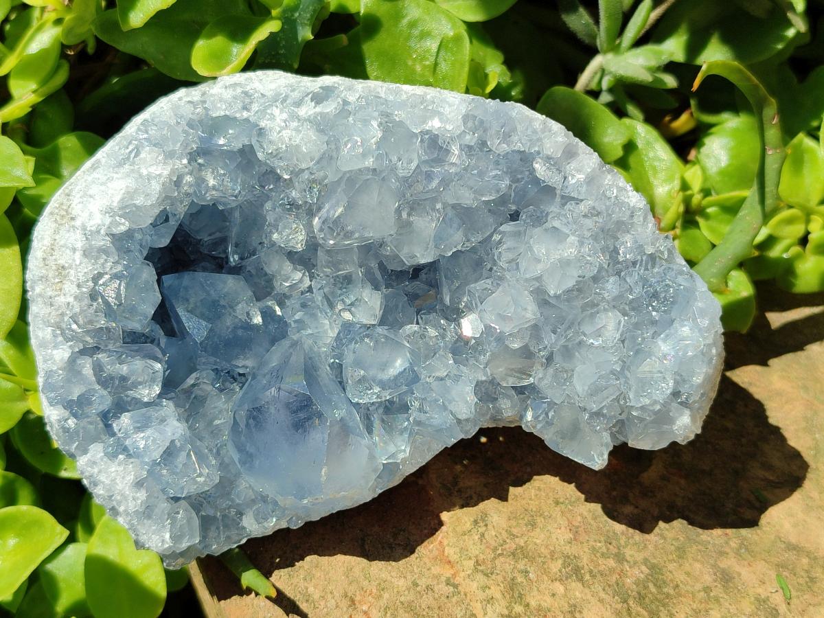 Natural Blue Celestite Geode Specimens x 2 From Sakoany, Madagascar