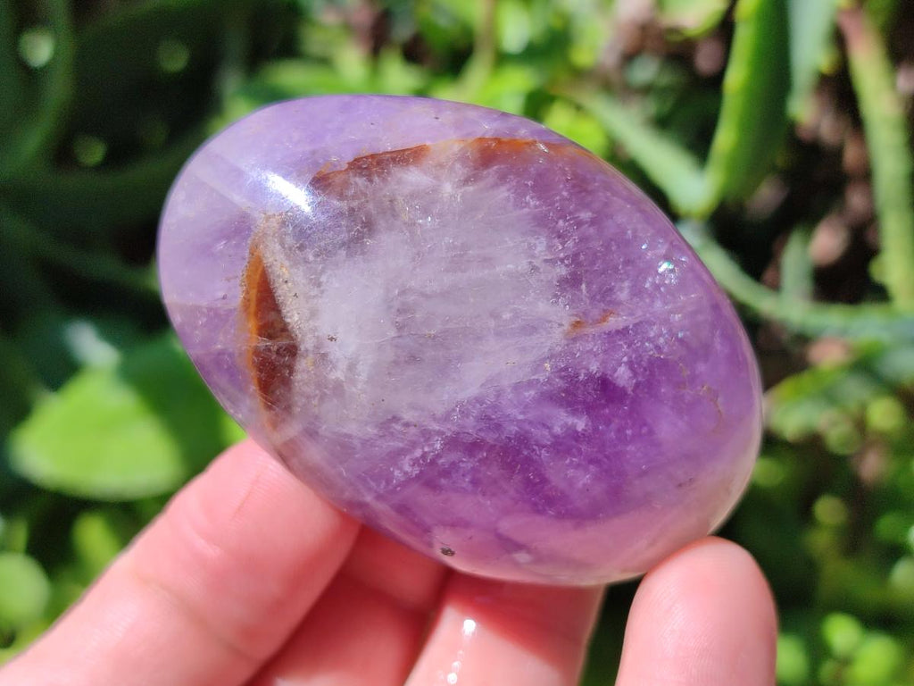 Polished Chevron Amethyst Palm Stones x 12 From Madagascar