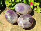 Polished Chevron Amethyst Palm Stones x 12 From Madagascar
