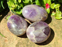 Polished Chevron Amethyst Palm Stones x 12 From Madagascar