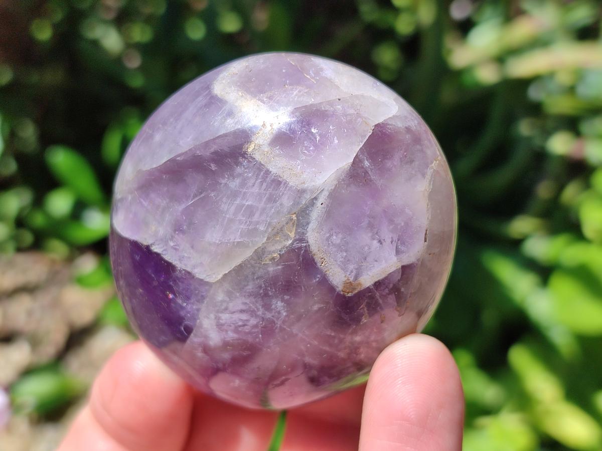 Polished Chevron Amethyst Palm Stones x 12 From Madagascar